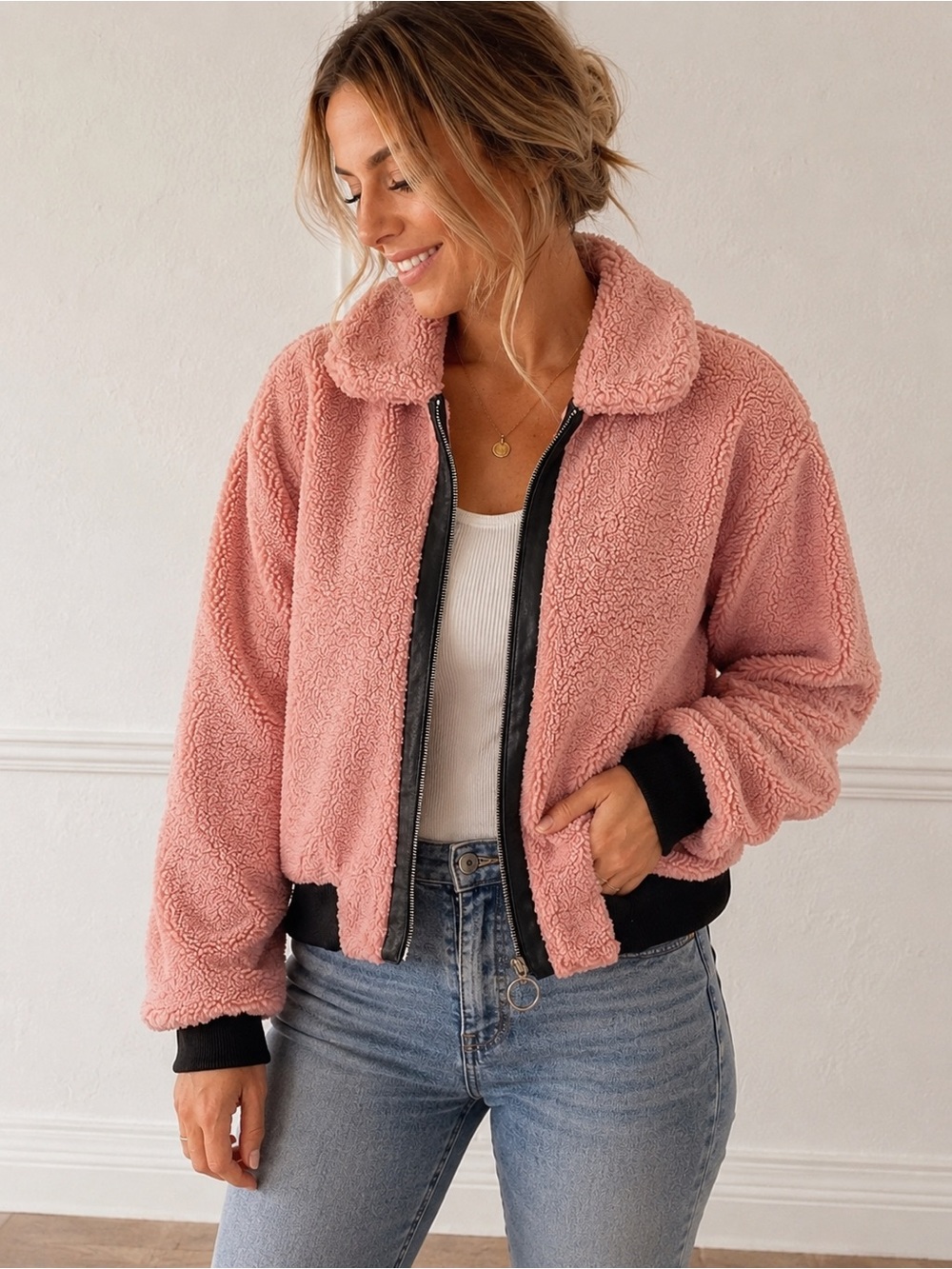 Pink Sherpa‎ Zipup Jacket